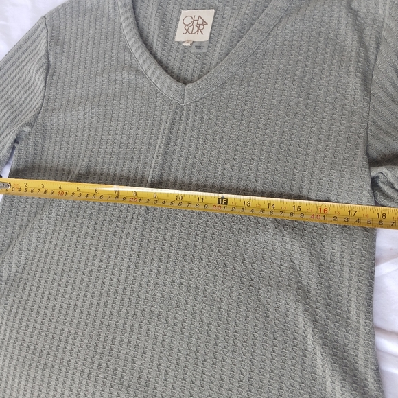 Chaser Women's Long Sleeve Waffle Knit Thermal Top Green Size Large - Picture 13 of 14
